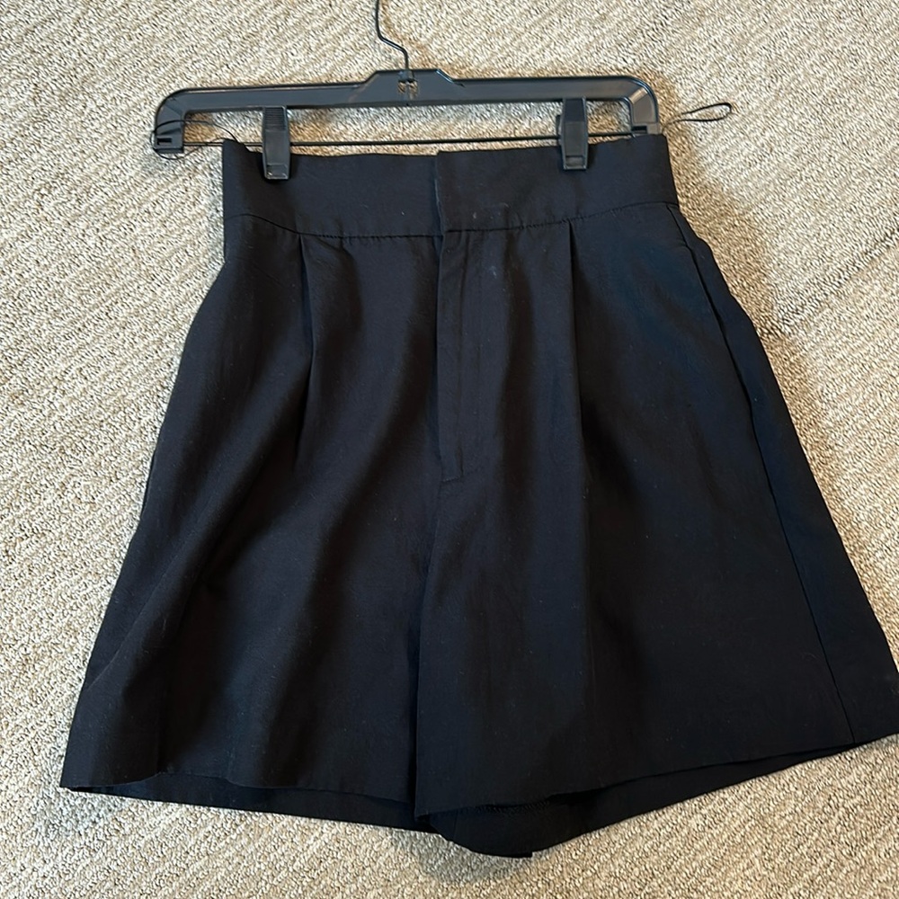 Zara black linen dress shorts